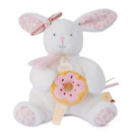 DOUDOU ET COMPAGNIE Lapin vanille fraise - pantin avec donut