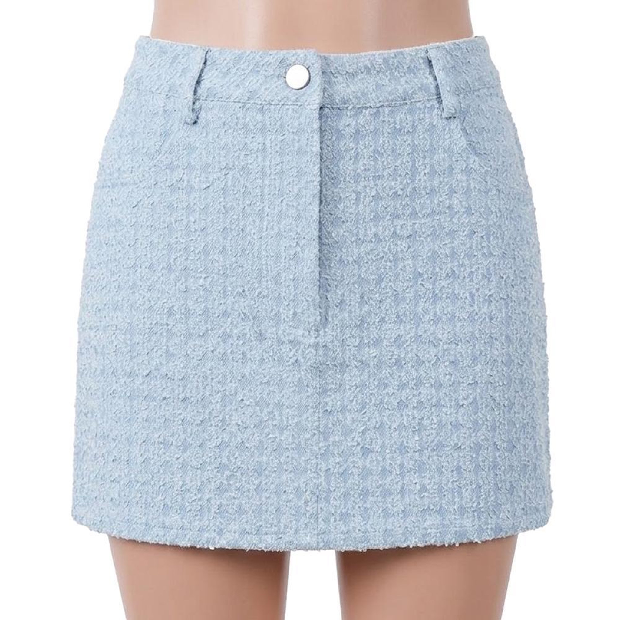 Pieces Jupe Courte Bleu Femme Pieces Denim Skirt. Coloris disponibles : Bleu