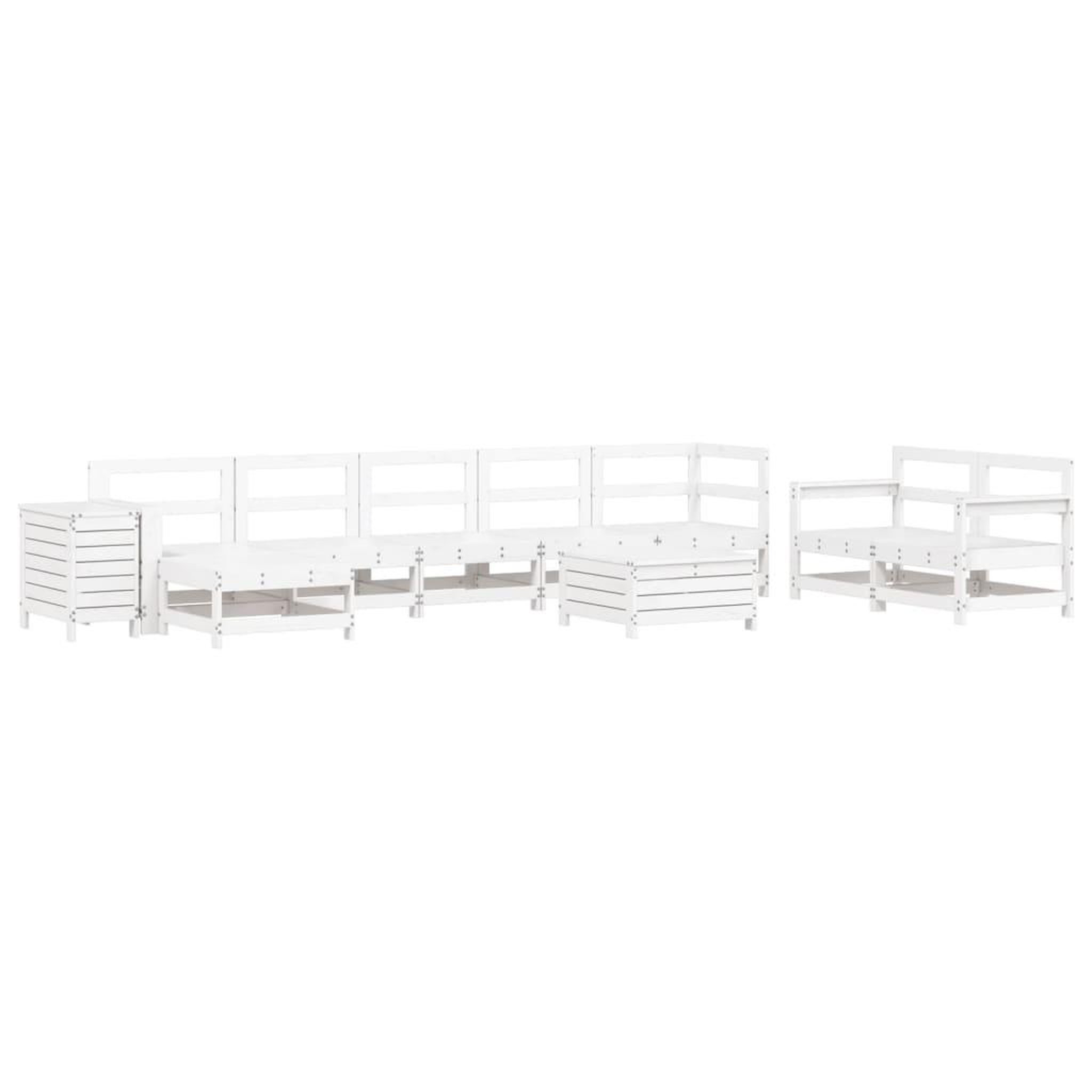 Voir la diapositive 2 : VIDAXL Salon de jardin 10 pcs blanc bois de pin massif
