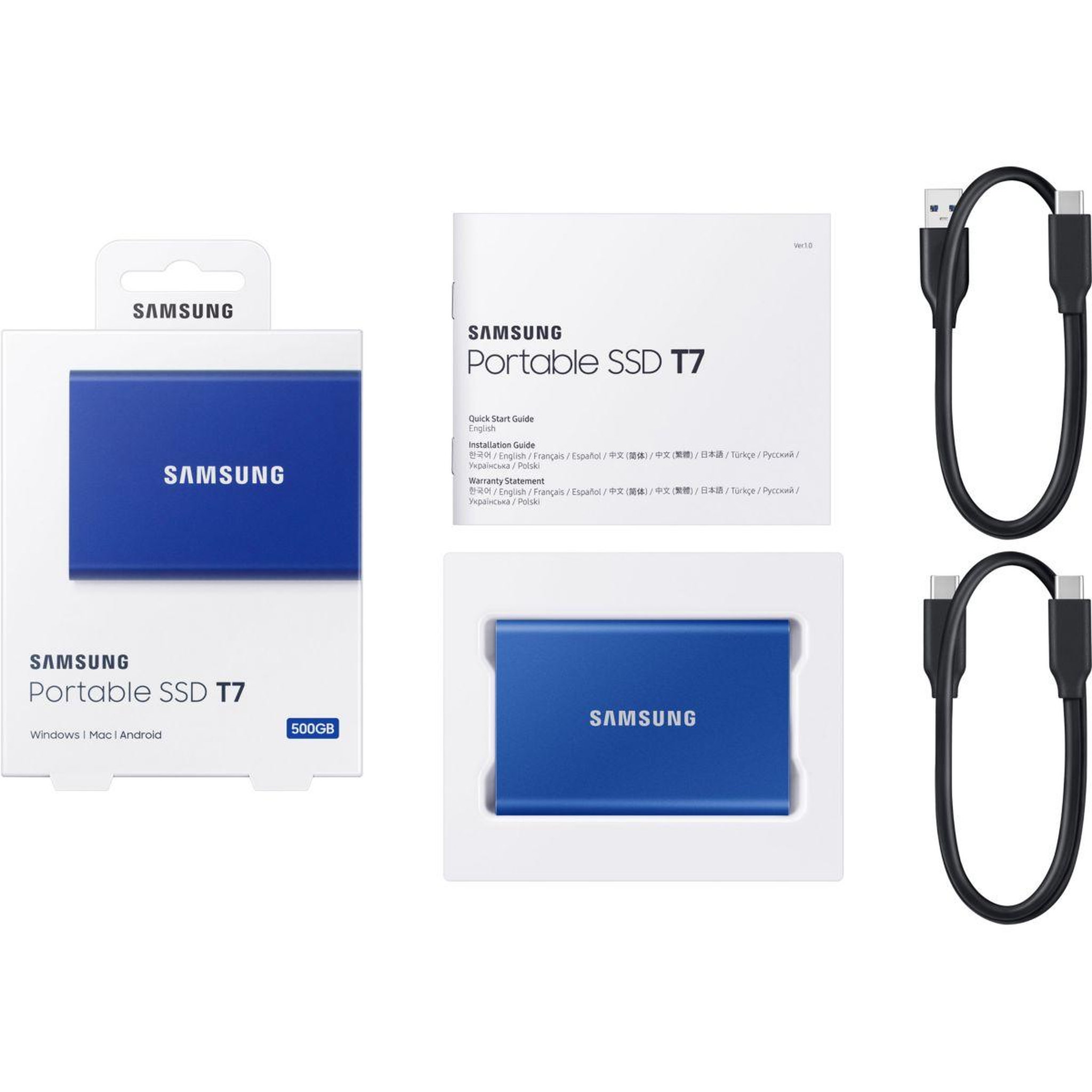 Voir la diapositive 4 : Samsung Disque dur ssd externe portable 1to t7 1to bleu indigo