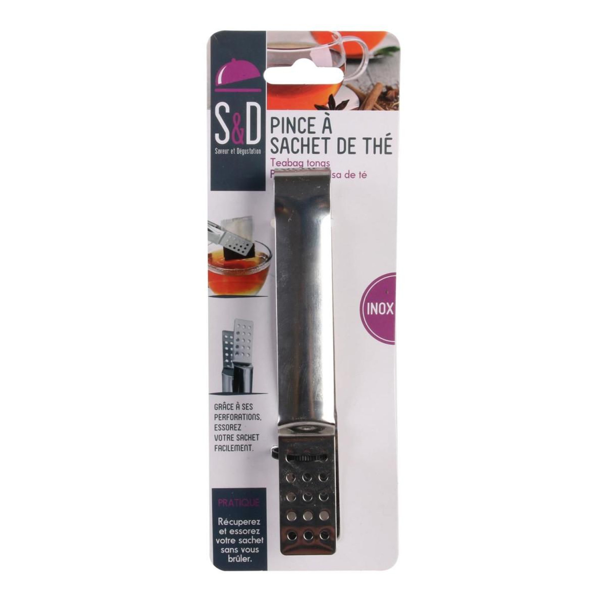 Voir la diapositive 5 : COOK CONCEPT Pince en Inox  Sachet de Thé  13cm Argent
