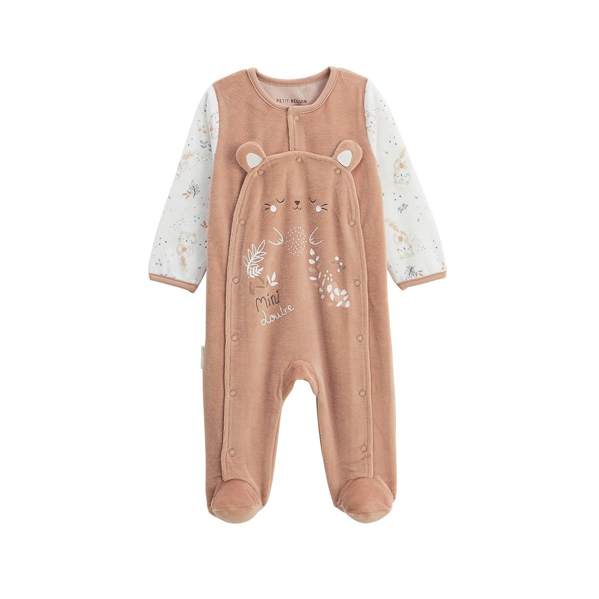 Petit Béguin Pyjama bébé en velours ouverture pont Mini Loutre