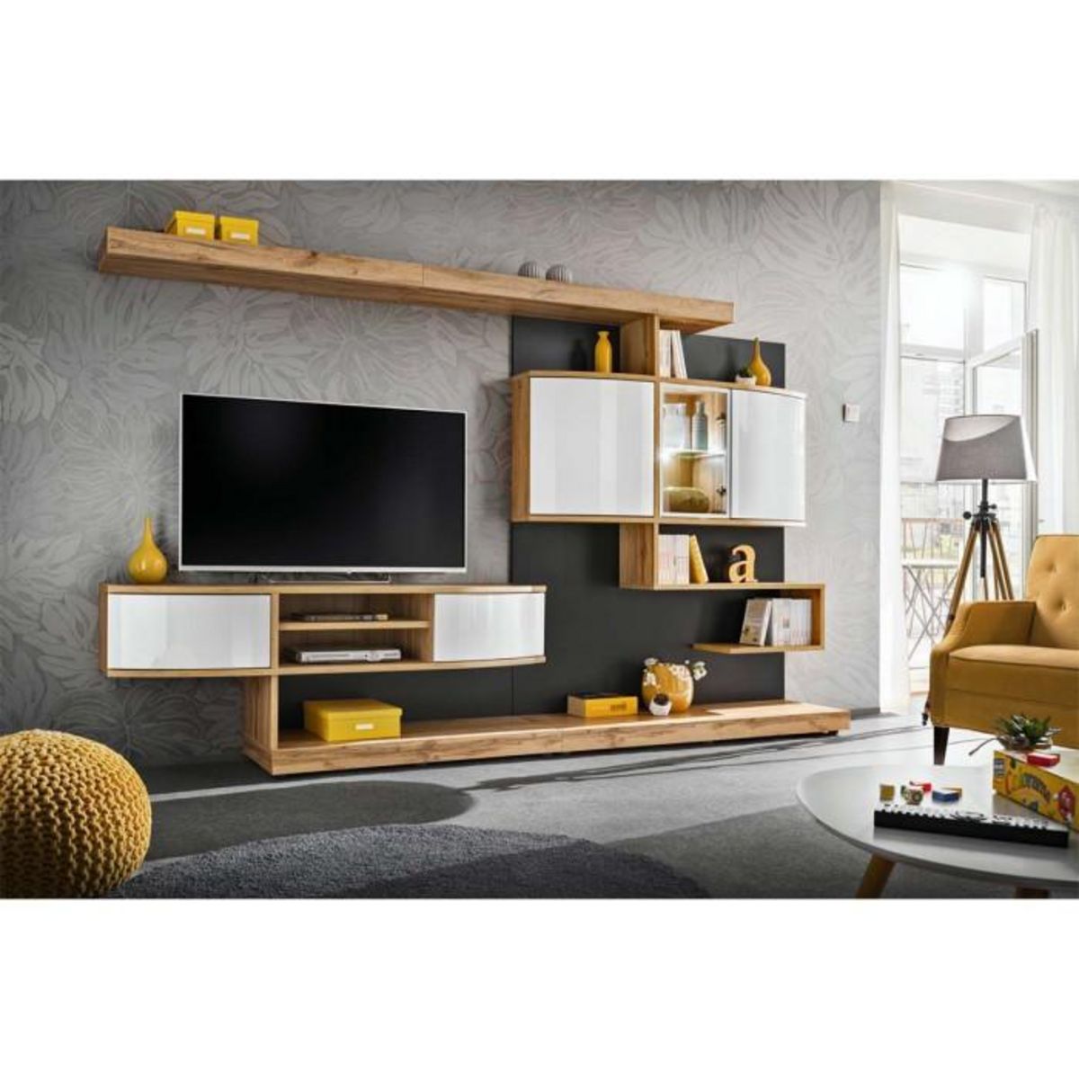 Paris Prix Ensemble Meuble TV  Palermo  300cm Naturel & Anthracite