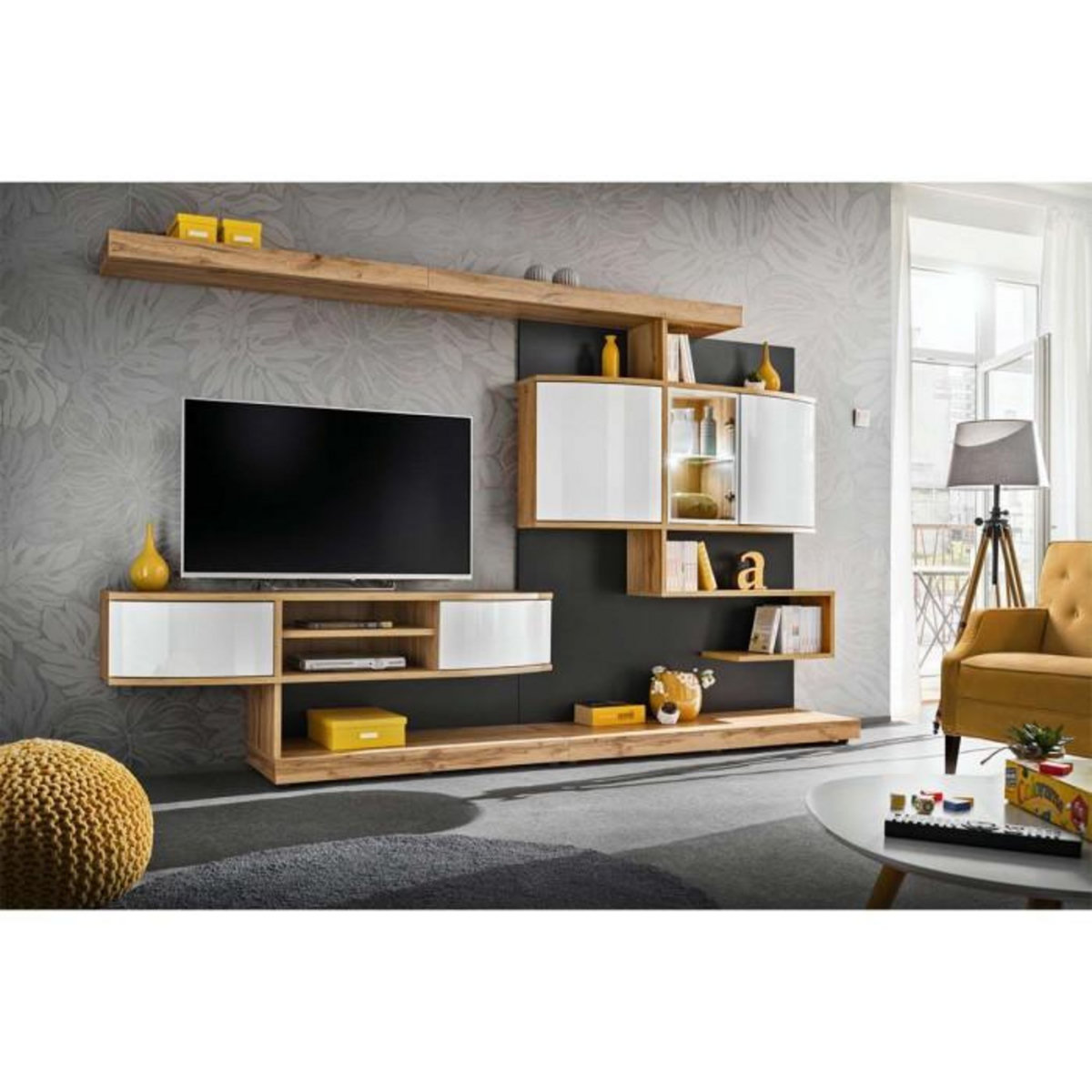 Paris Prix Ensemble Meuble TV  Palermo  300cm Naturel & Anthracite