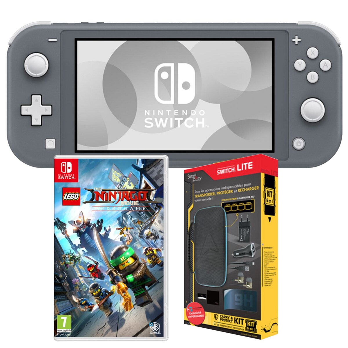 Console Nintendo Switch lite grise + 2 jeux + accessoire de protection 