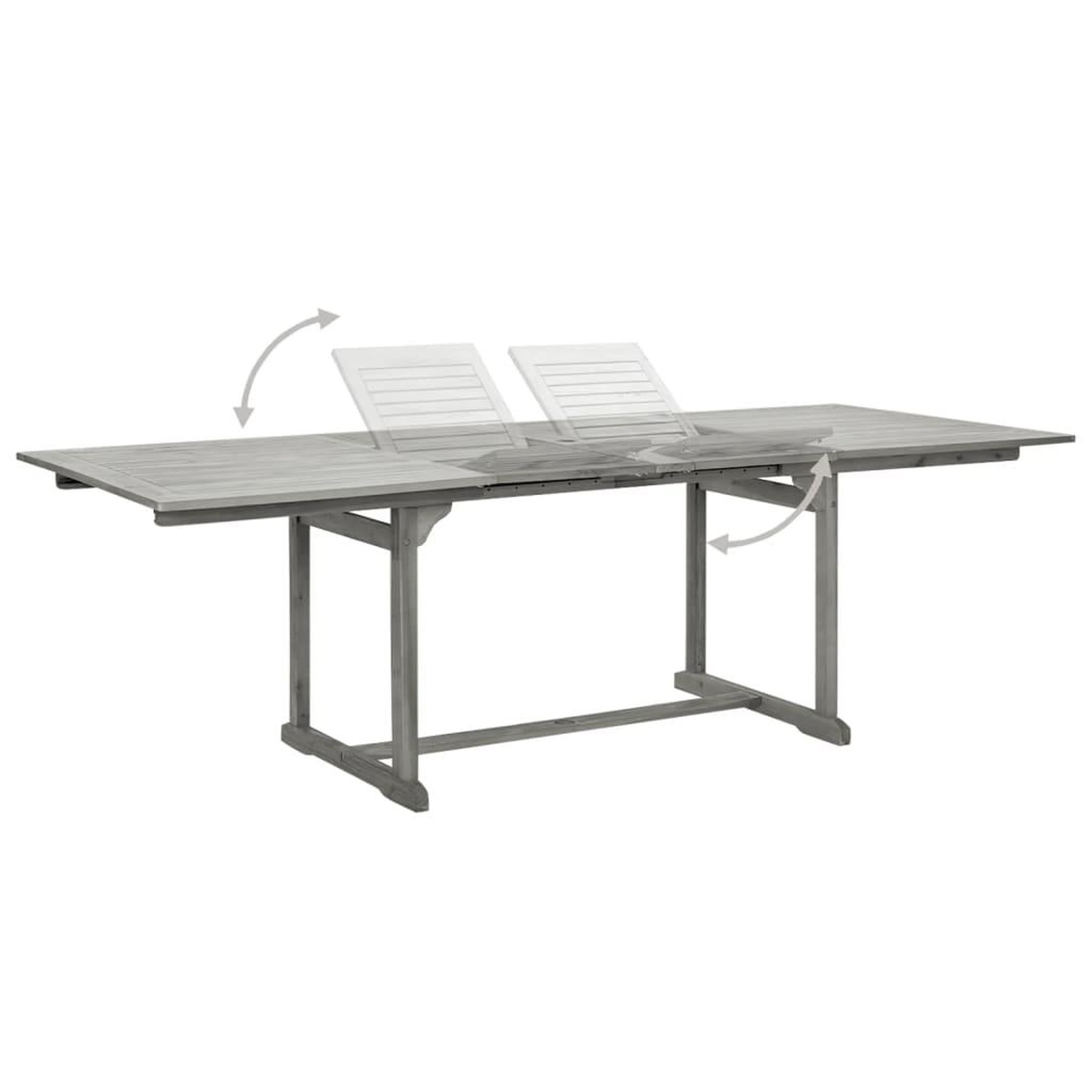 Voir la diapositive 4 : VIDAXL Table a dîner de jardin (160-240)x100x75cm Bois d'acacia massif