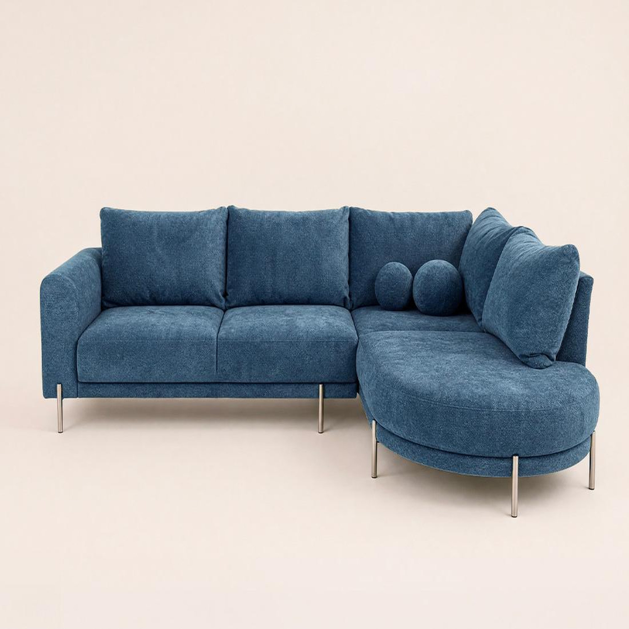 Voir la diapositive 6 : BEST MOBILIER Gabin - canapé d'angle droit 5 places en velours texturé