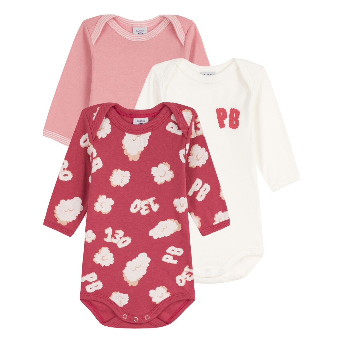 Lot de 3 bodies manches longues bébé fille 5709600