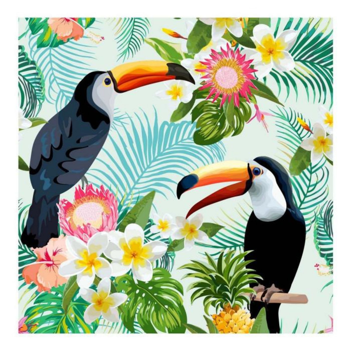 Paris Prix Lot de 20 Serviettes en Papier  Tropical Birds  33x33cm Multicolore