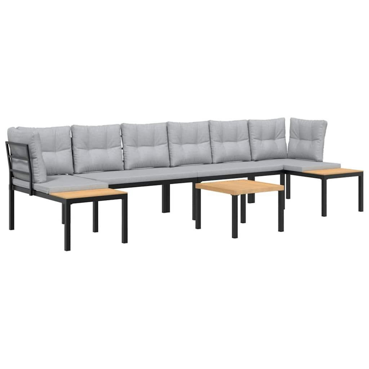 VIDAXL Salon de jardin avec coussins 5 pcs noir acier enduit de poudre