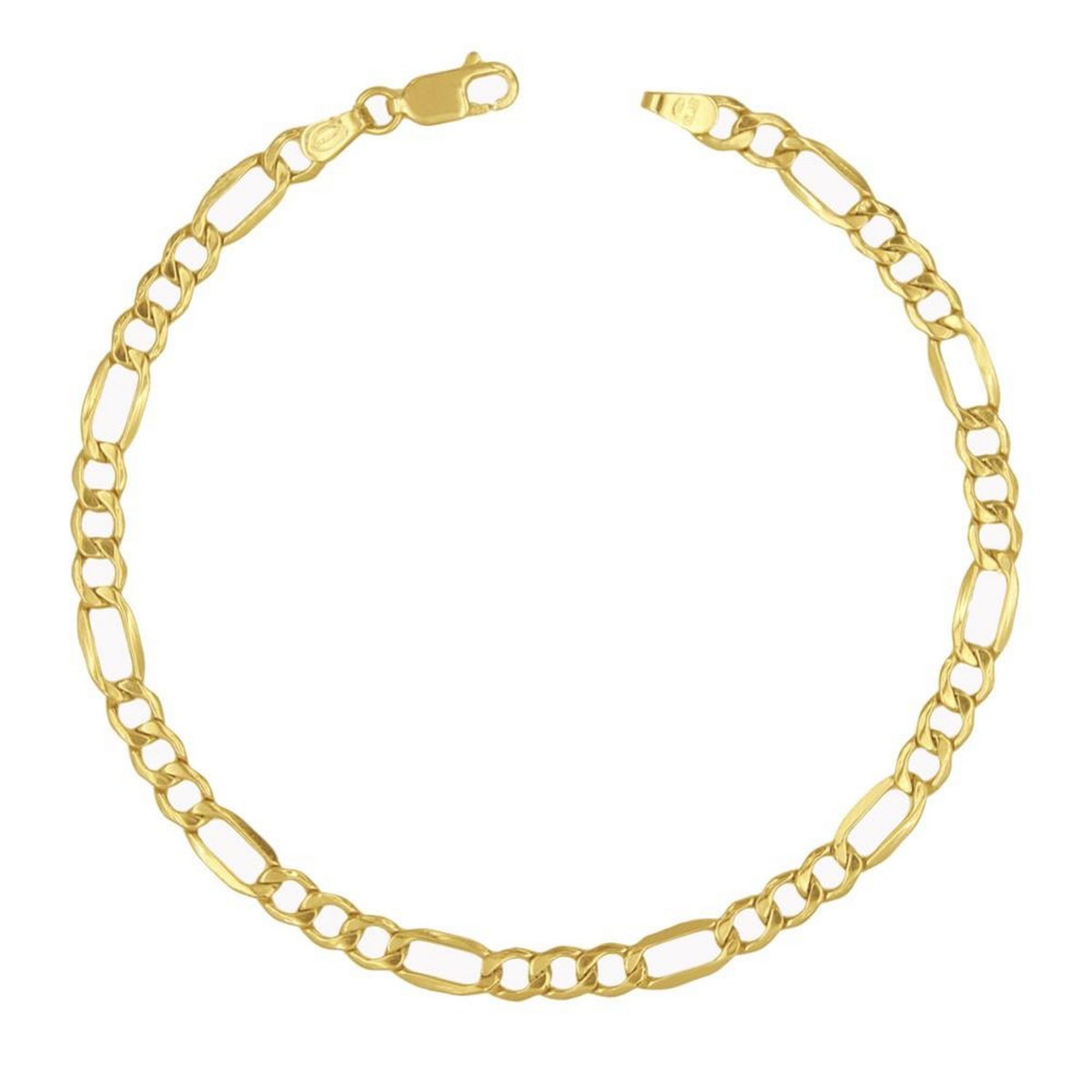 L'ATELIER D'AZUR Bracelet Or 18 Carats 750/000 Maille Figaro Alternée 1+3 Jaune Homme - 20cm