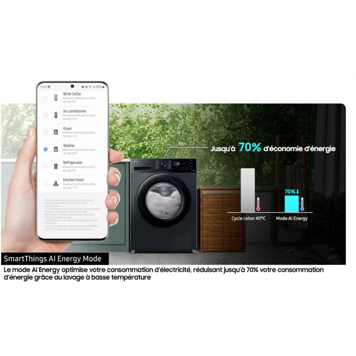 Samsung Lave linge hublot WW90DB7U34GWU3