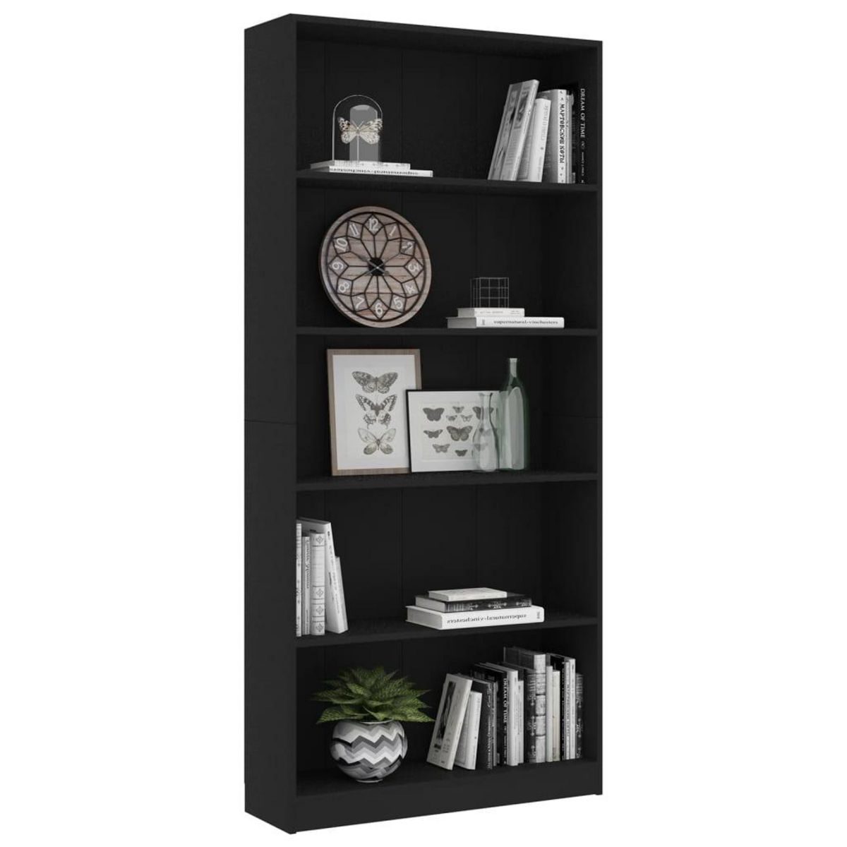 VIDAXL Bibliotheque a 5 niveaux Noir 80x24x175 cm Bois d'ingenierie
