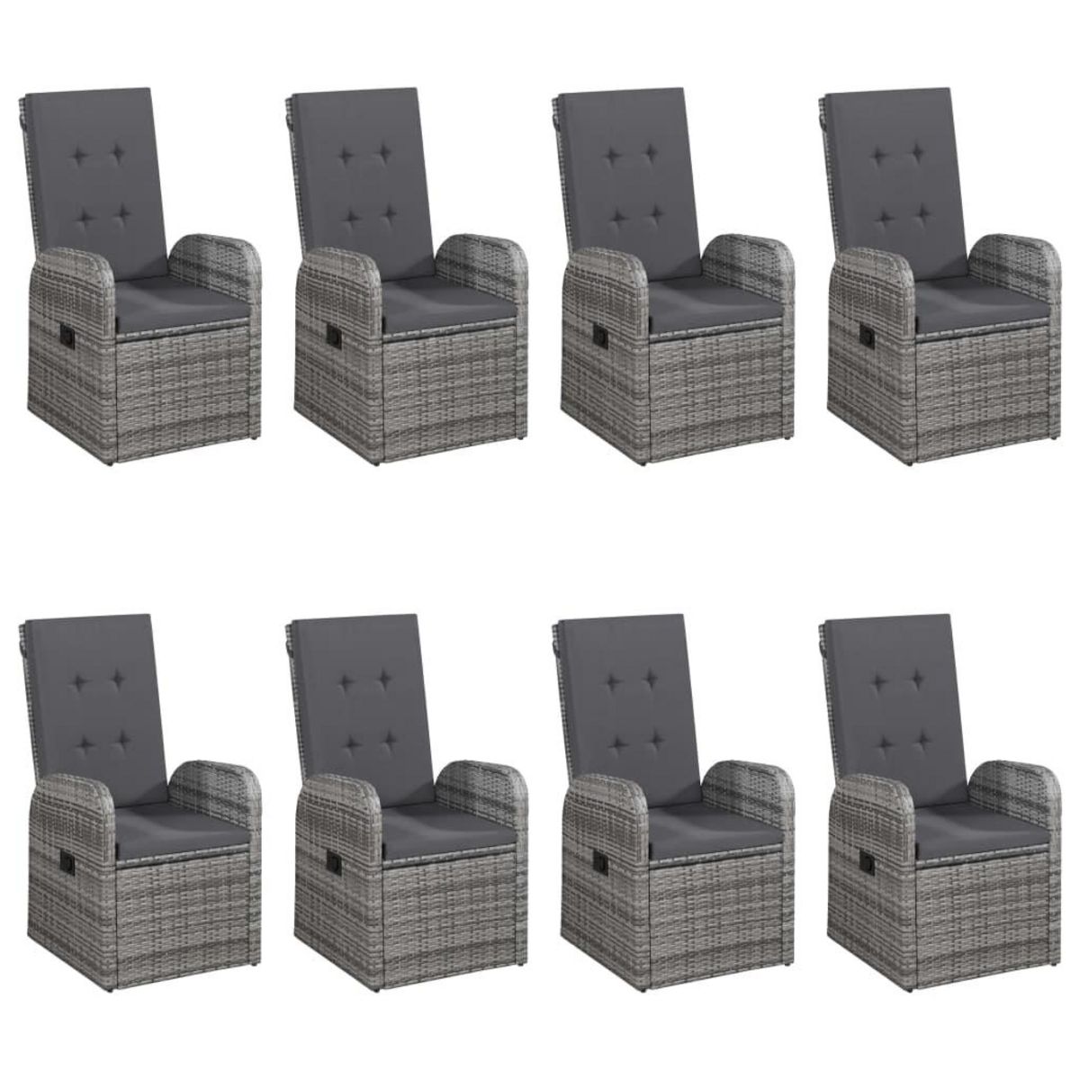 VIDAXL Ensemble a manger de jardin 9 pcs Gris