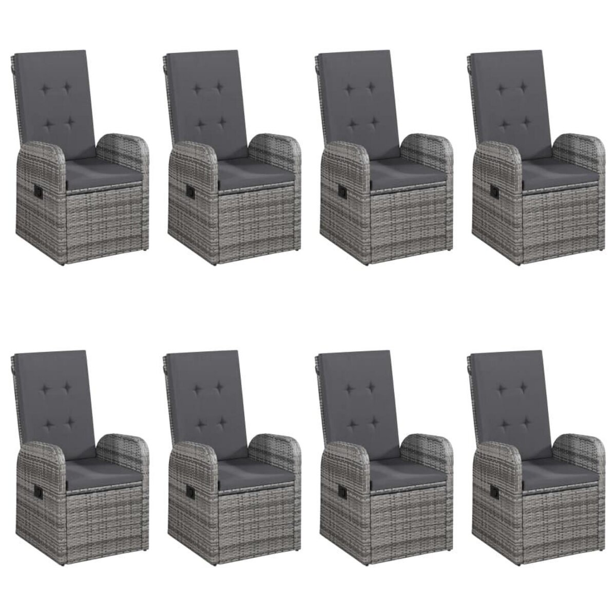 VIDAXL Ensemble a manger de jardin 9 pcs Gris