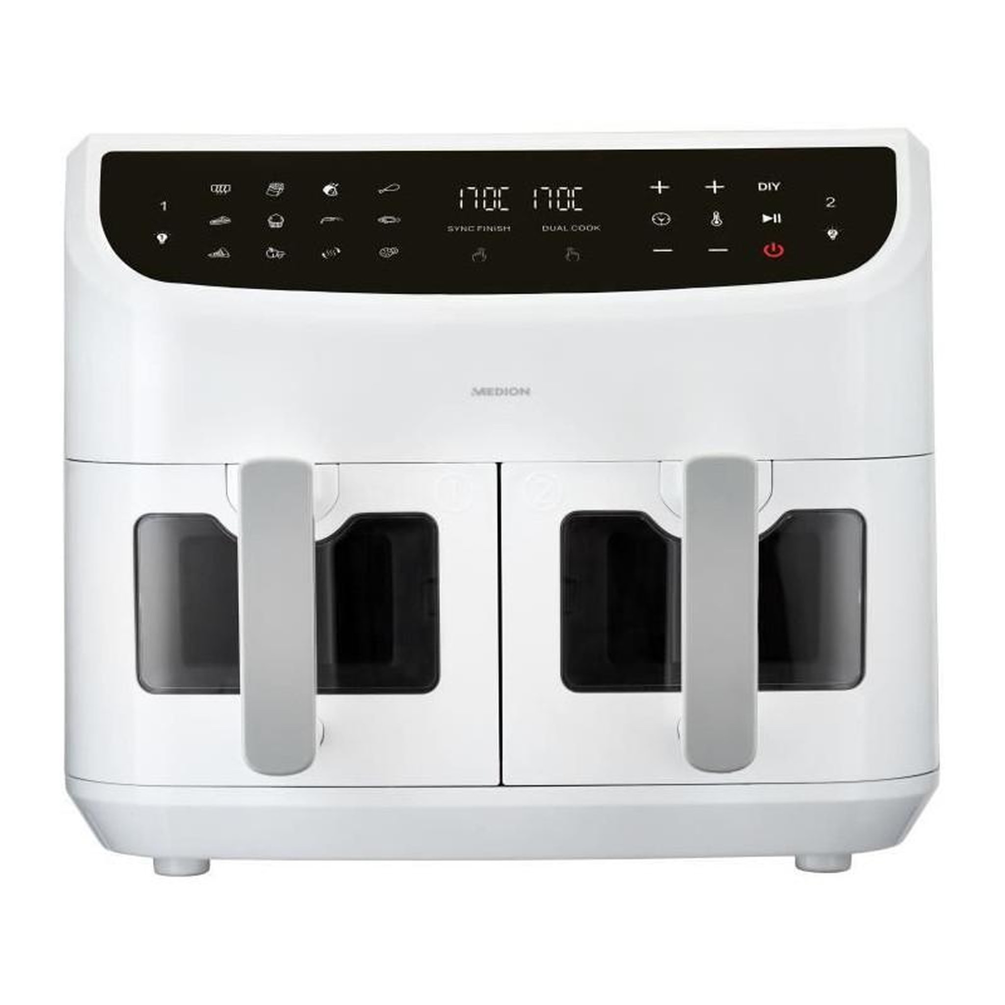 Medion Friteuse a Air Chaud - MEDION - P20 XXL Twin - 2600 W - 2 paniers - 9 programmes - Blanc