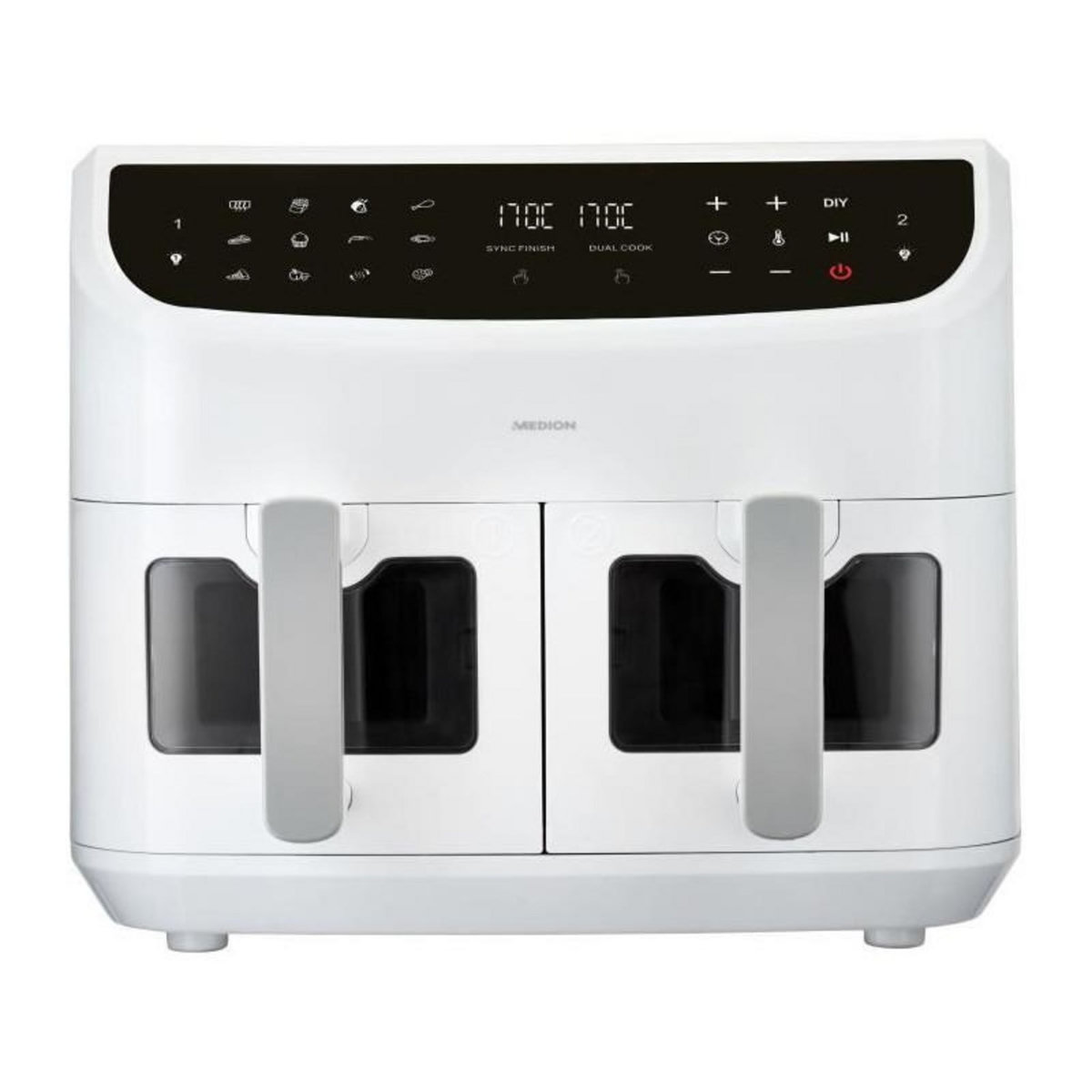 Medion Friteuse a Air Chaud - MEDION - P20 XXL Twin - 2600 W - 2 paniers - 9 programmes - Blanc