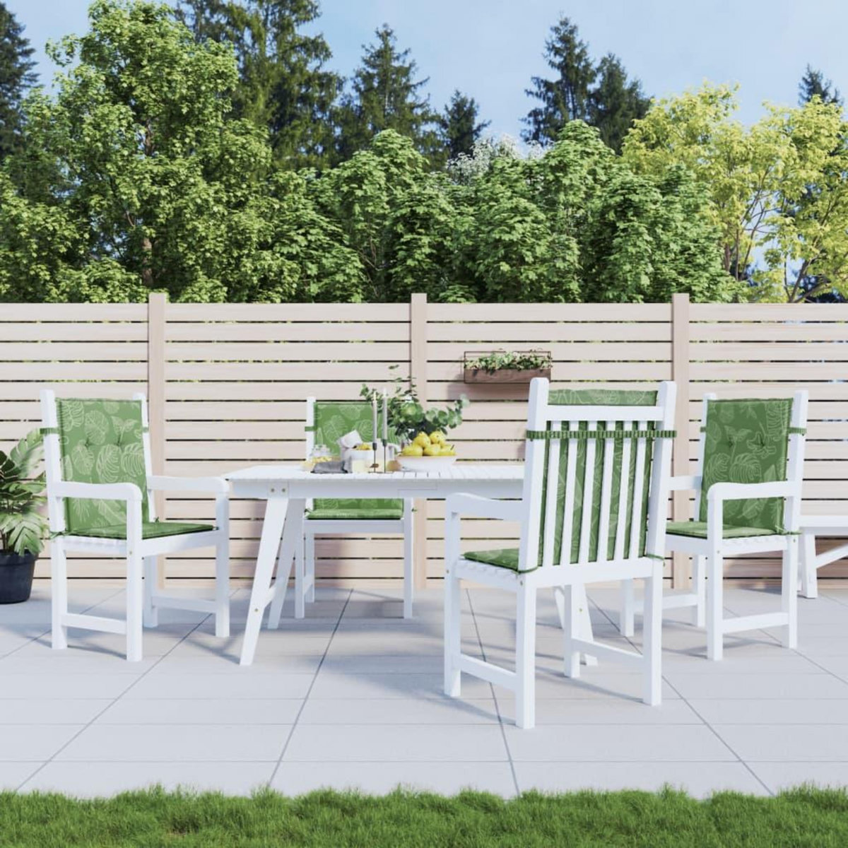 VIDAXL Coussins de chaise a dossier bas lot de 4 modele de feuille