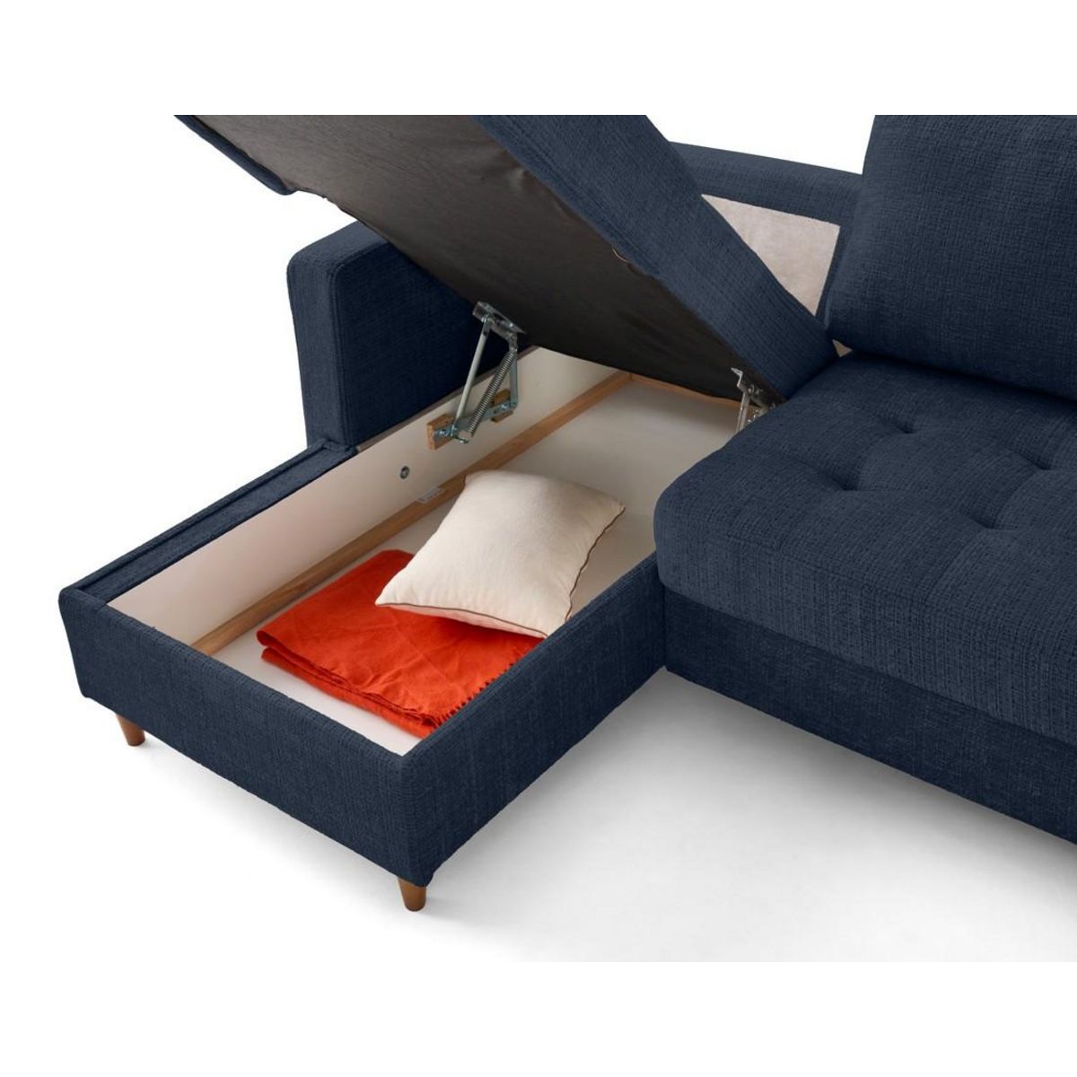 LISA DESIGN Anna - canapé d'angle gauche 4 places convertible avec coffre en velours texturé