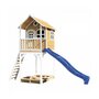 Axi House AXI Maison enfant sur pilotis ROMY Brun Blanc avec toboggan Bleu et bac à sable