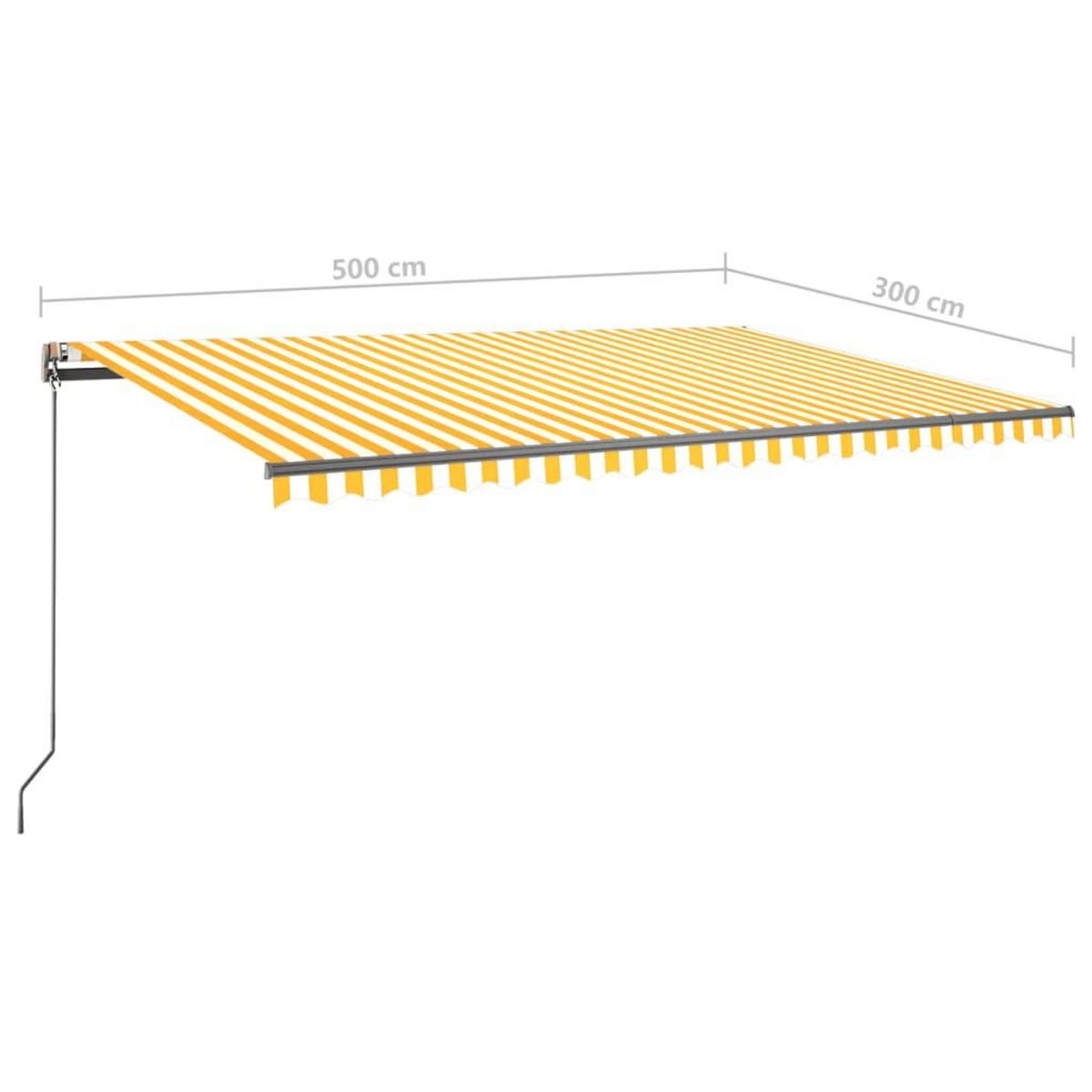 VIDAXL Auvent manuel retractable avec LED 500x300 cm Jaune et blanc