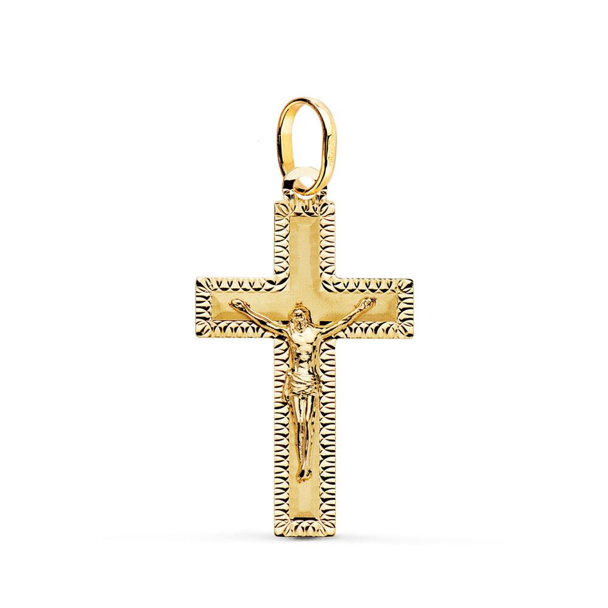 L'ATELIER D'AZUR Pendentif  - Médaille Christ sur la Croix Or 18 Carats 750 Jaune - Chaines Offertes