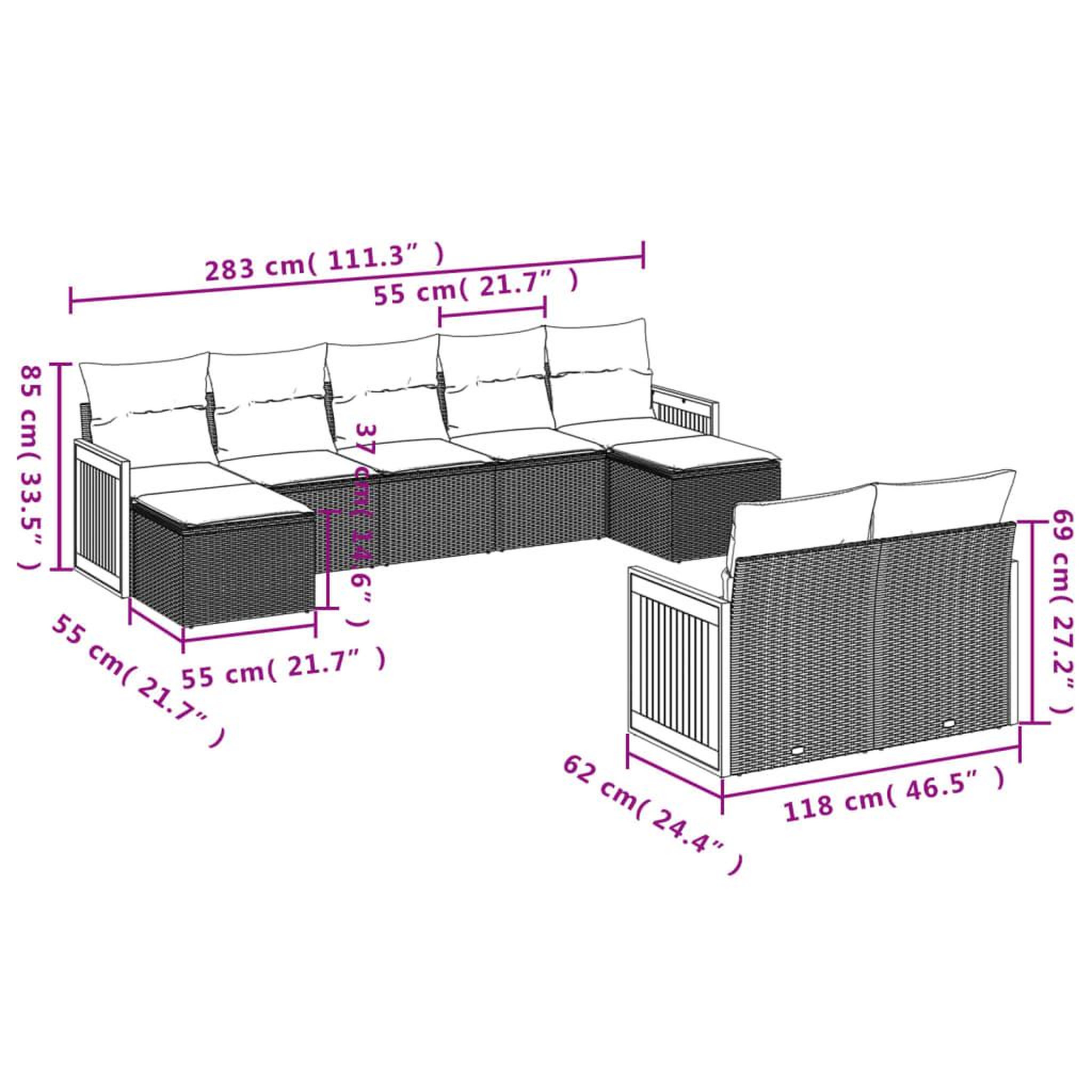 Voir la diapositive 4 : VIDAXL Salon de jardin 9 pcs avec coussins noir resine tressee