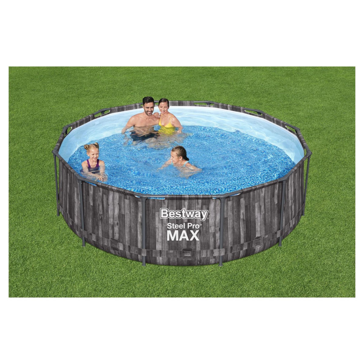 BESTWAY Piscine tubulaire ronde - Décor bois - 366x100cm - STEEL PRO MAX™
