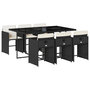 Voir la diapositive 2 : VIDAXL Ensemble a manger de jardin coussins 7pcs Noir Resine tressee