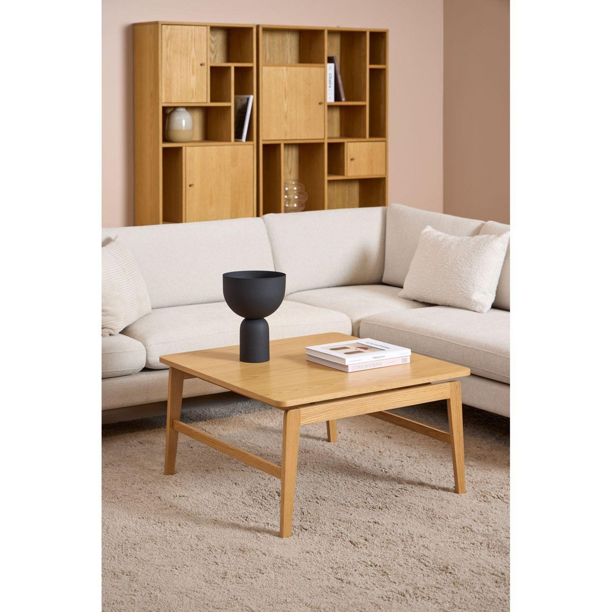 TOILINUX Table basse carrée en chêne AREN - Marron