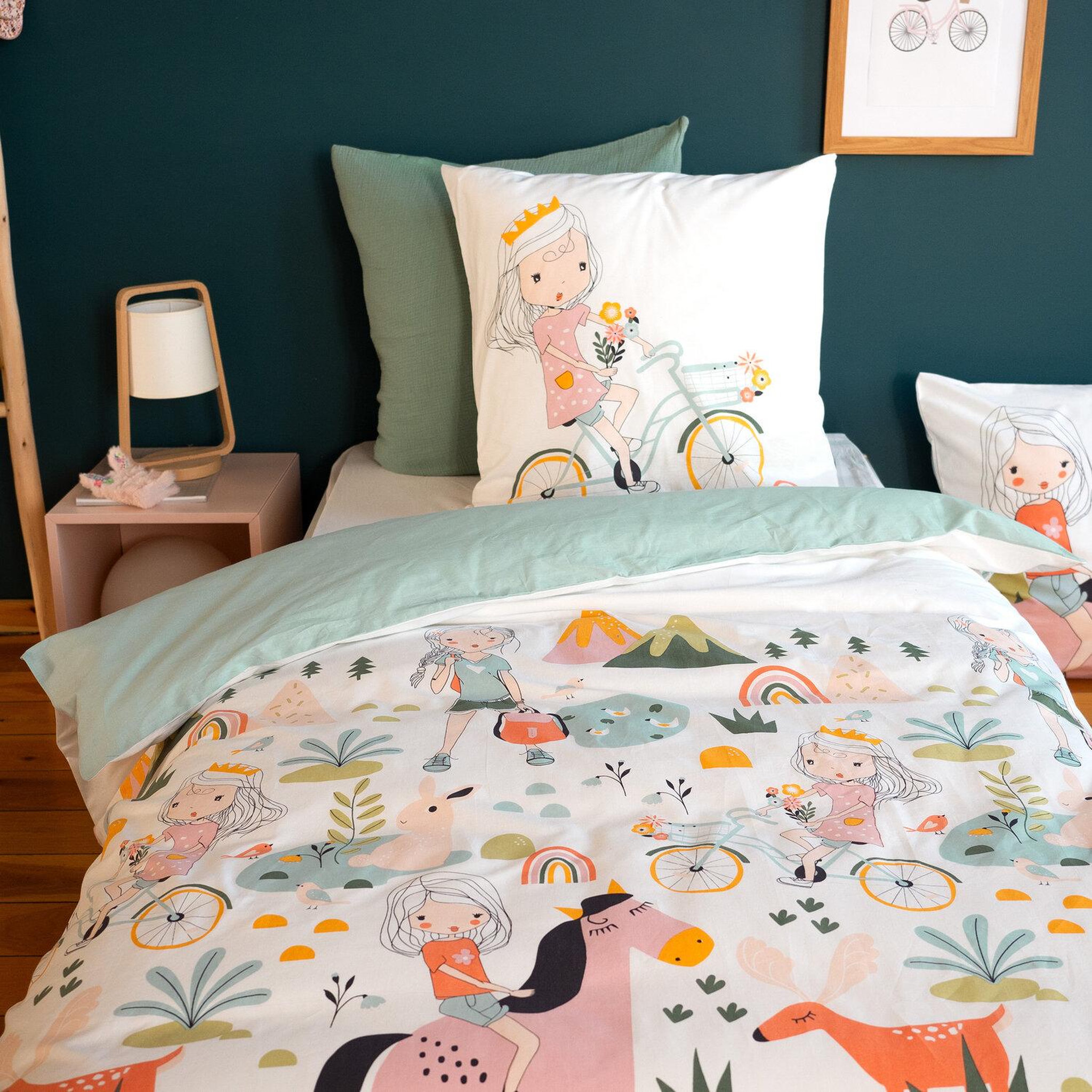 Voir la diapositive 2 : Home collection Parure de couette 2pcs 140x200cm better coton made in green tess rando