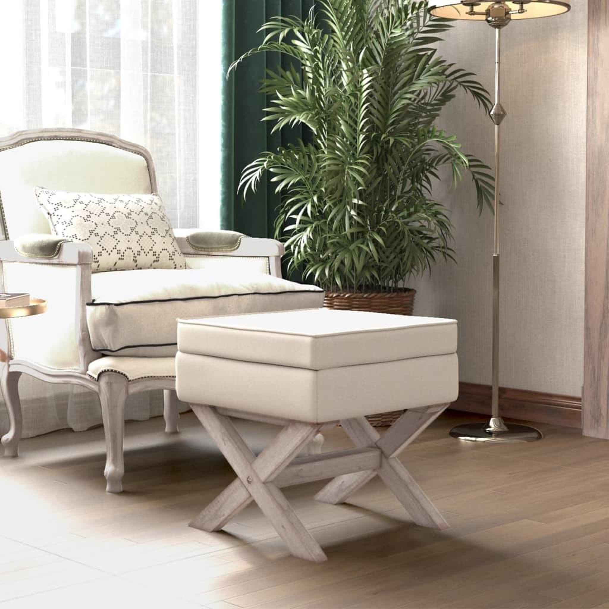Voir la diapositive 1 : VIDAXL Tabouret de rangement 45x45x49 cm lin