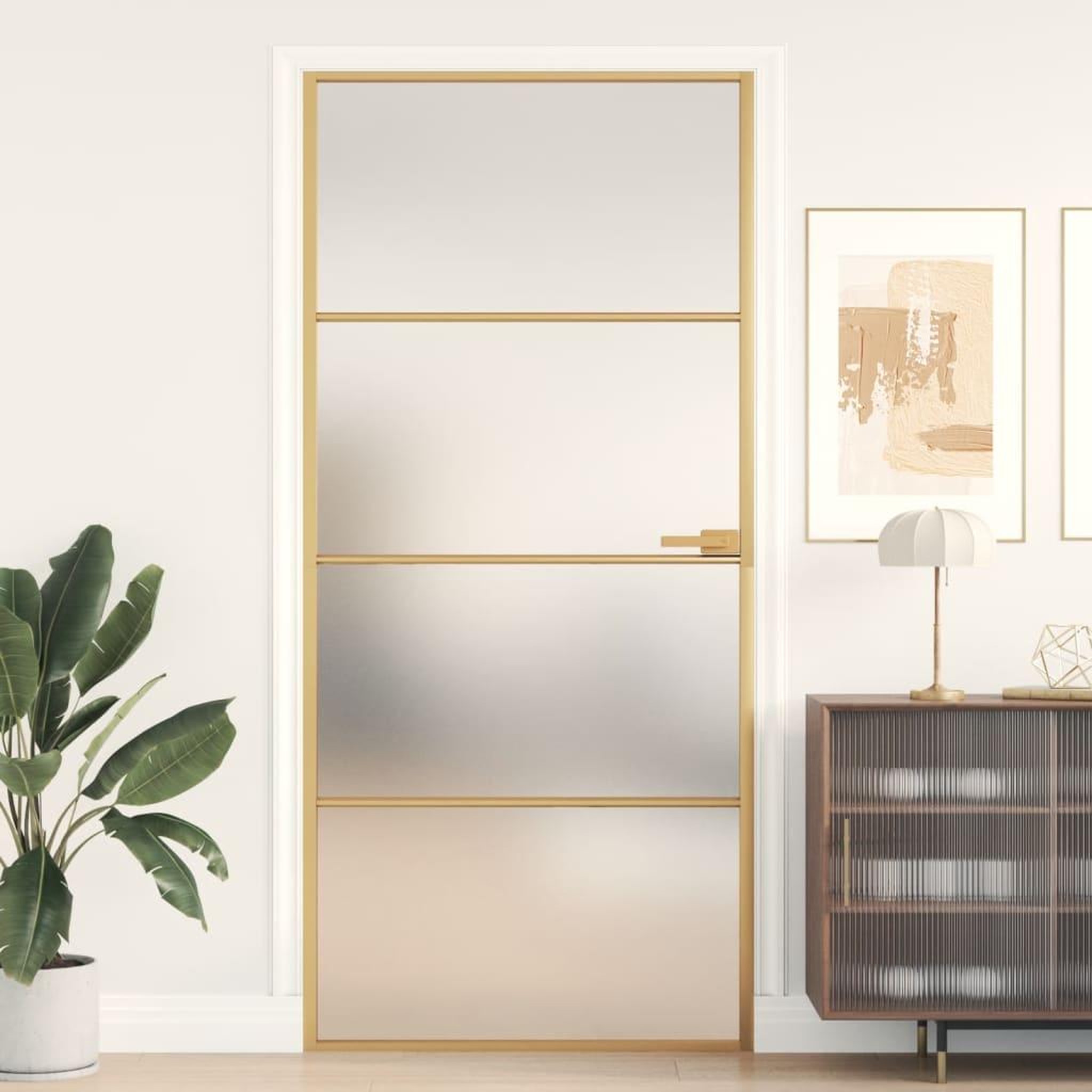 VIDAXL Porte interieure mince dore 93x201,5 cm verre trempe aluminium