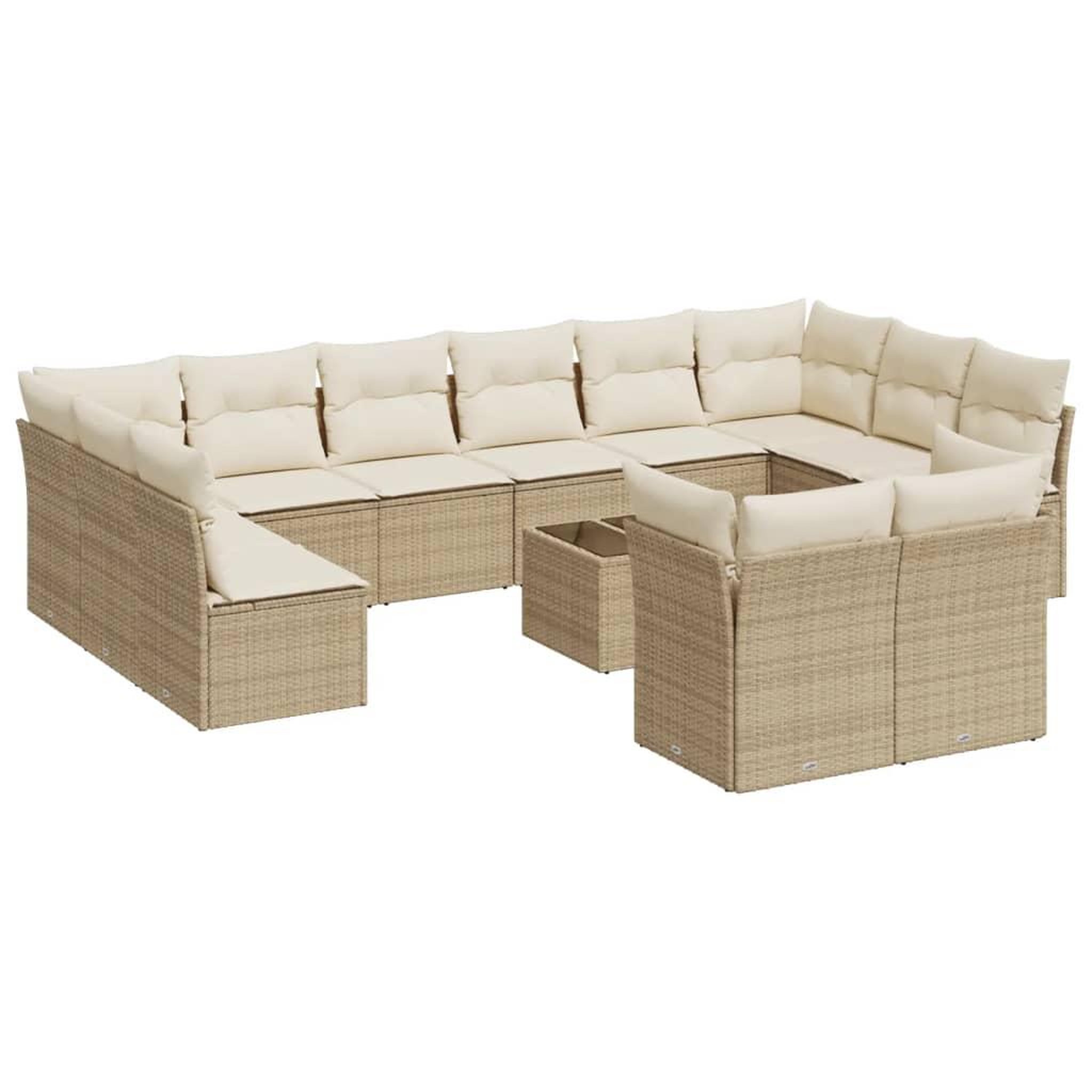 Voir la diapositive 2 : VIDAXL Salon de jardin avec coussins 13 pcs beige resine tressee