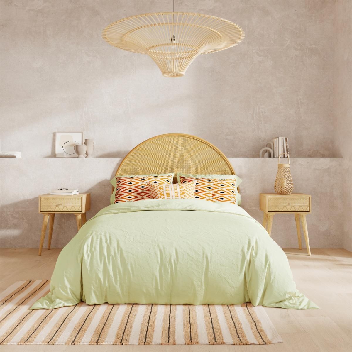 Rendez vous déco Tête de lit en rotin naturel 140 cm - Beigia