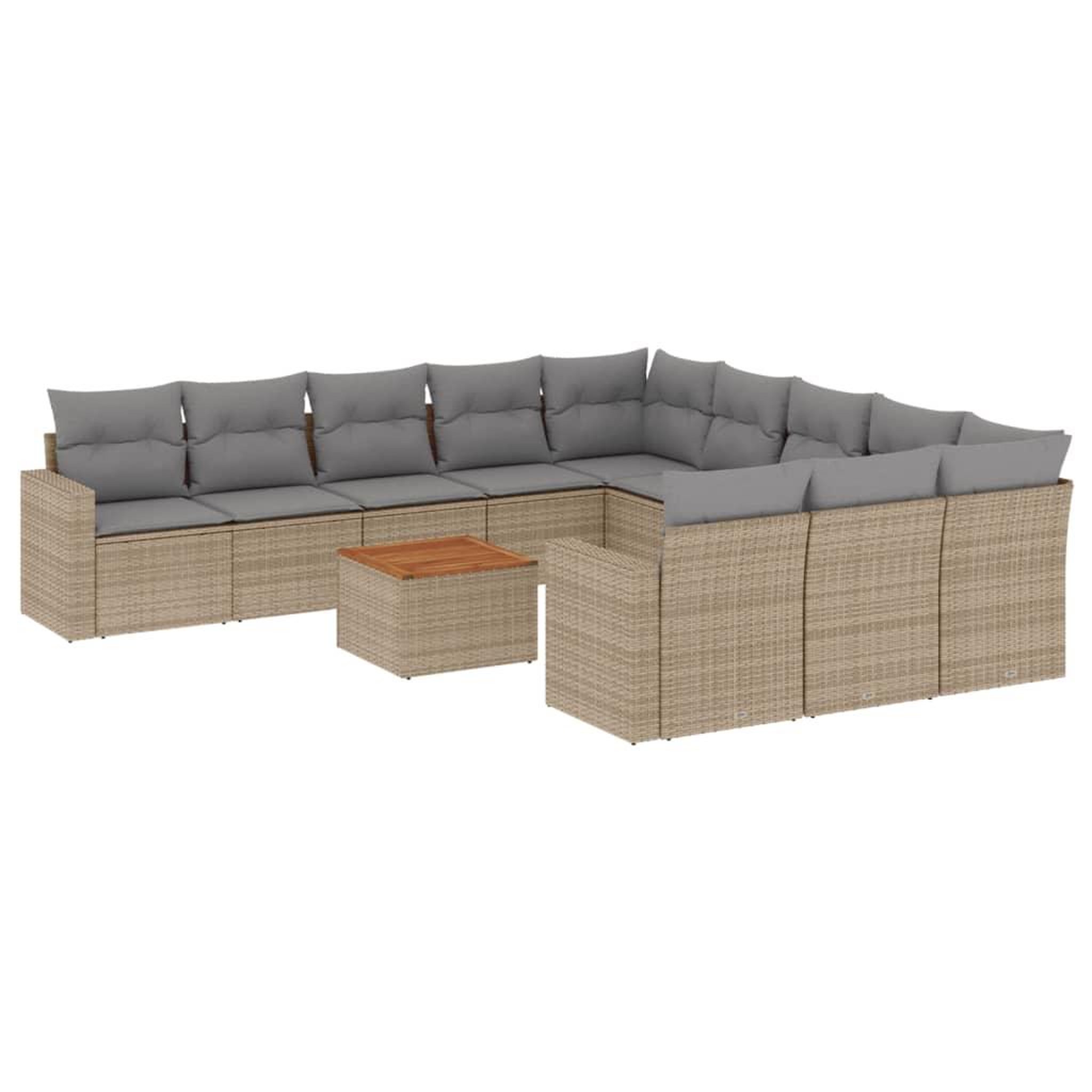 Voir la diapositive 2 : VIDAXL Salon de jardin et coussins 12 pcs melange beige resine tressee