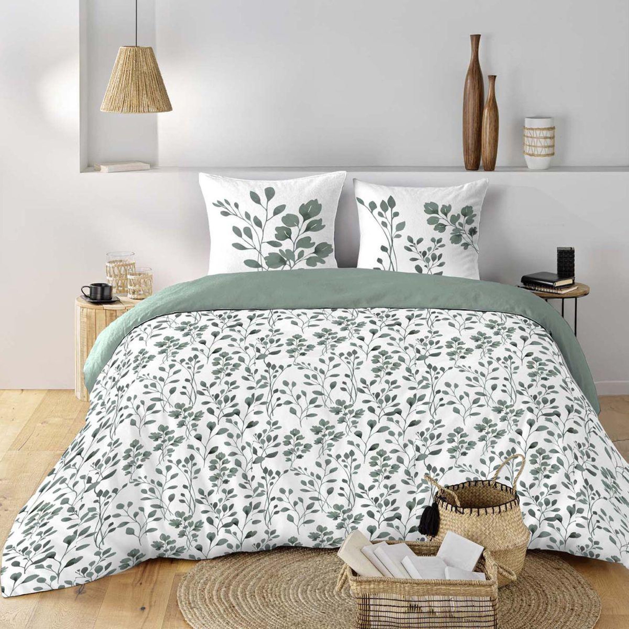 Voir la diapositive 4 : Douceur d'Intérieur Parure de lit 3 pièces  maiwen  240x220cm vert sauge