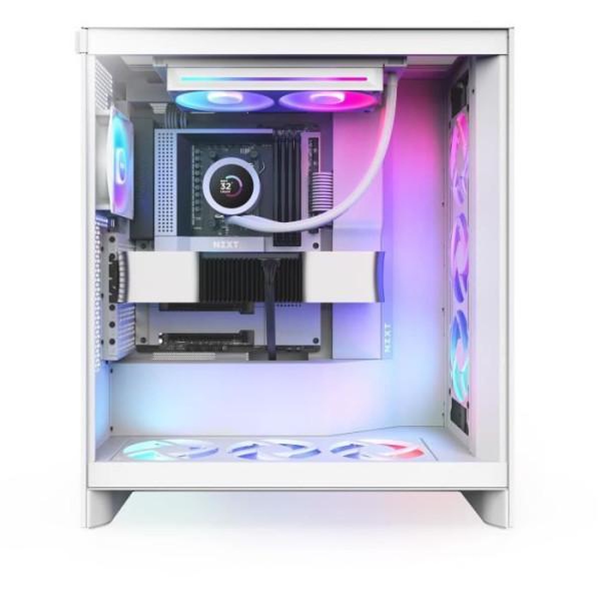 Voir la diapositive 2 : NZXT Watercooling - nzxt - rl-kr240-w2 - kraken plus 240 rgb - écran carré 1.54 personnalisable et ventilateurs rgb - blanc