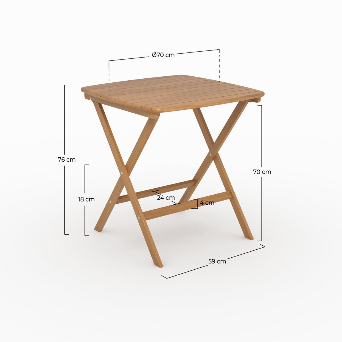 Rendez vous déco Table de jardin pliante carré en bois d'acacia huilé 2 personnes-Siquijor