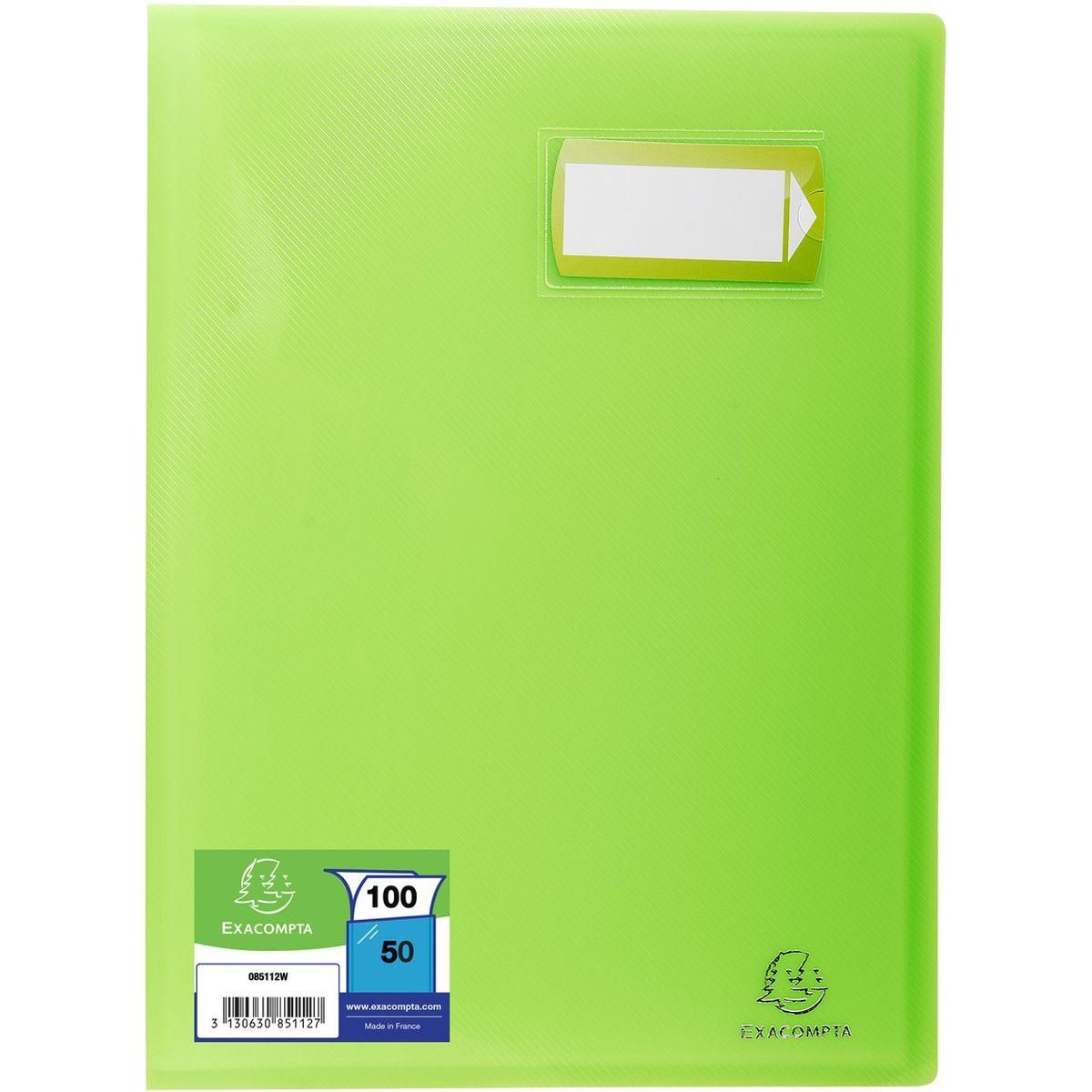EXACOMPTA Porte vues A4 souple 100 vues Crystal vert