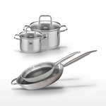 ELO Lot de 2 Poêles 28/32cm et 2 Faitouts 12/16cm Elo Relief Solution