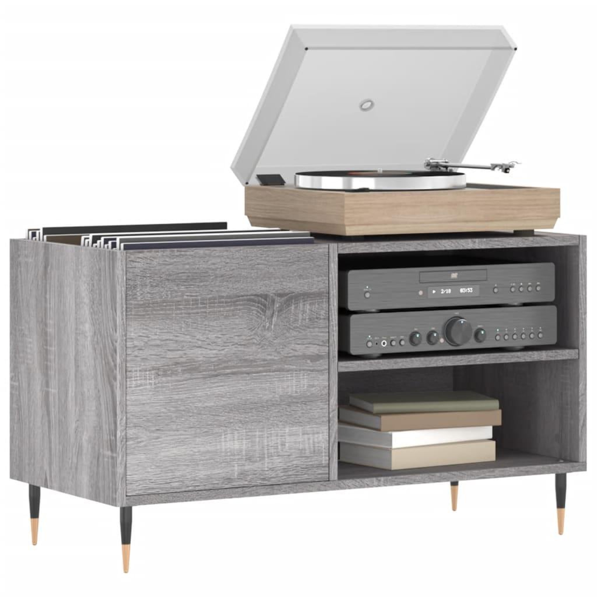 Voir la diapositive 3 : VIDAXL Armoire a disques sonoma gris 85x38x48 cm bois d'ingenierie