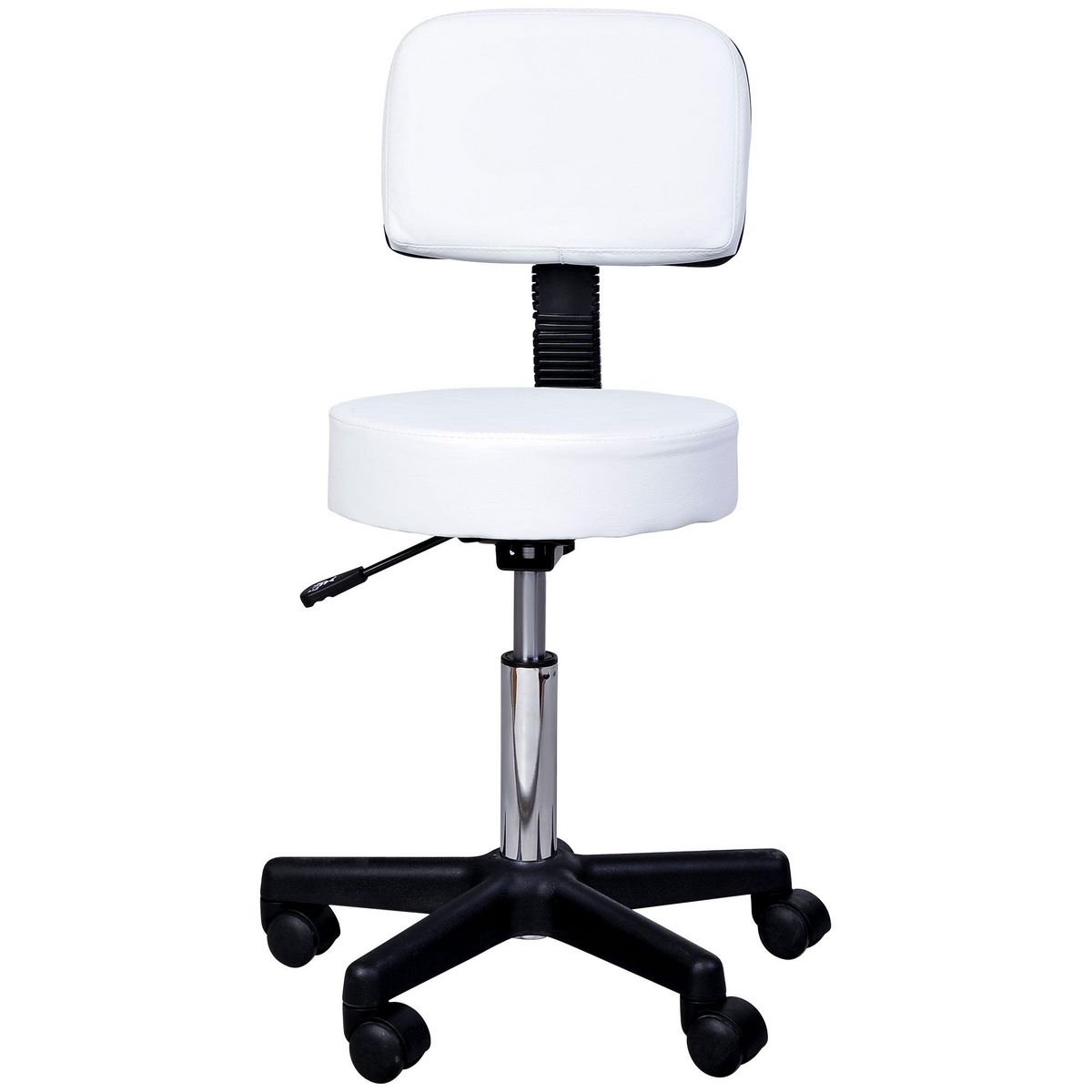 HOMCOM Tabouret massage à roulettes réglable en hauteur pivotant avec dossier ergonomique blanc