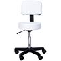 Voir la diapositive 1 : HOMCOM Tabouret massage à roulettes réglable en hauteur pivotant avec dossier ergonomique blanc