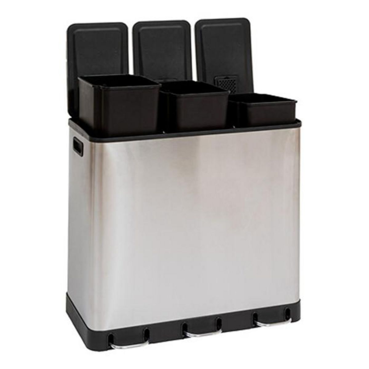 FIVE Poubelle de Tri 3 Bacs en Métal  Ariane  18L Argent