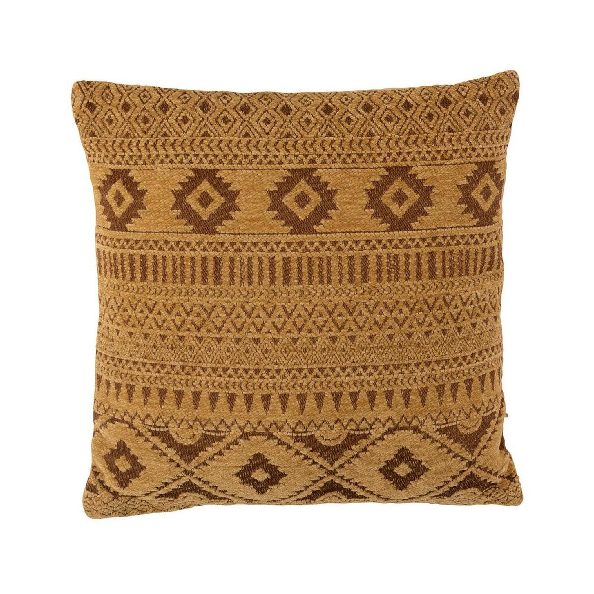 Voir la diapositive 1 : J-LINE Coussin Déco  Ethnique  45x45cm Ocre
