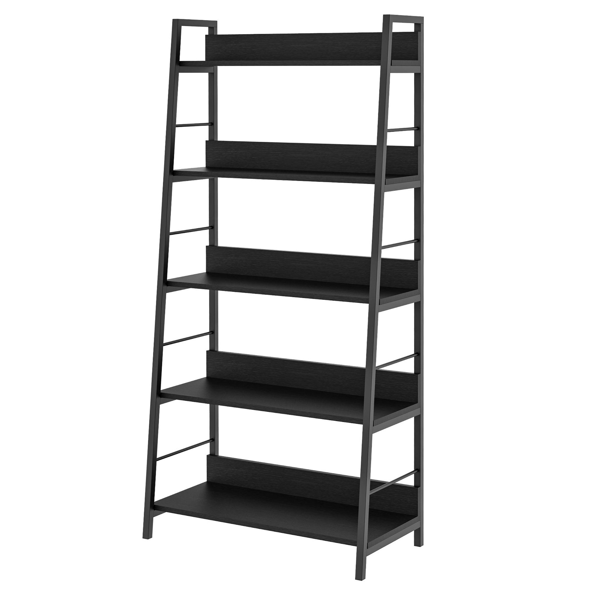 HOMCOM Étagère bibliothèque de rangement style industriel incliné 5 niveaux 70L x 35l x 150H cm noir
