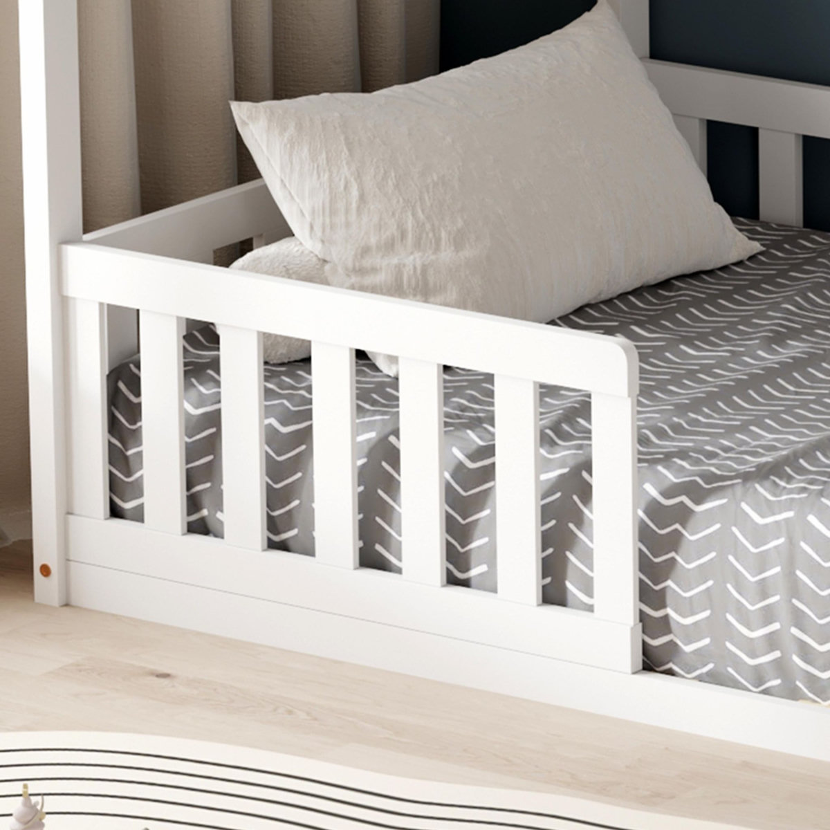 MINEA MINEA | Lit cabane avec barrière NID ENCHANTE 90x190 cm (matelas non inclus)