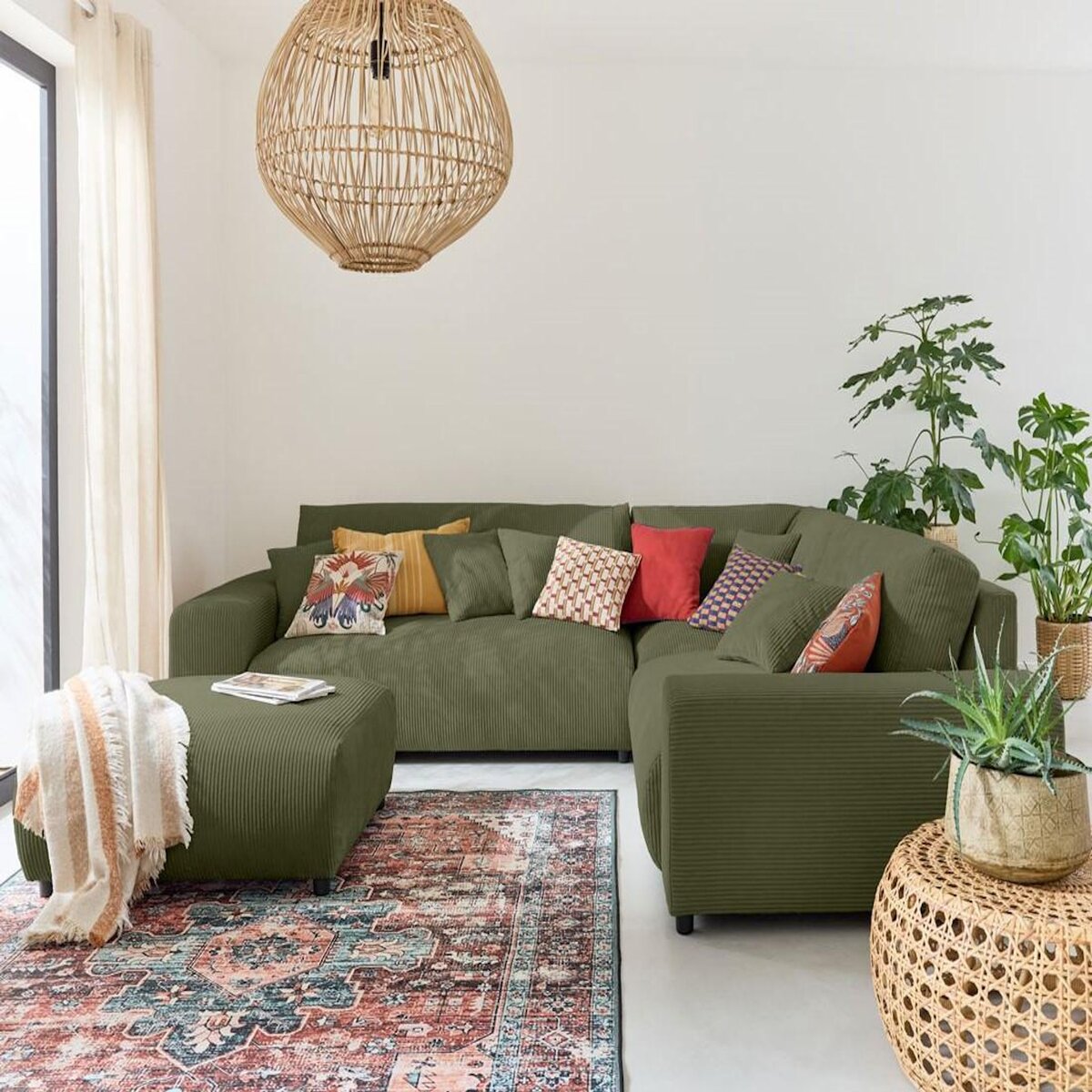 LISA DESIGN Garance - canapé modulable d'angle droit - 5 places - en velours côtelé