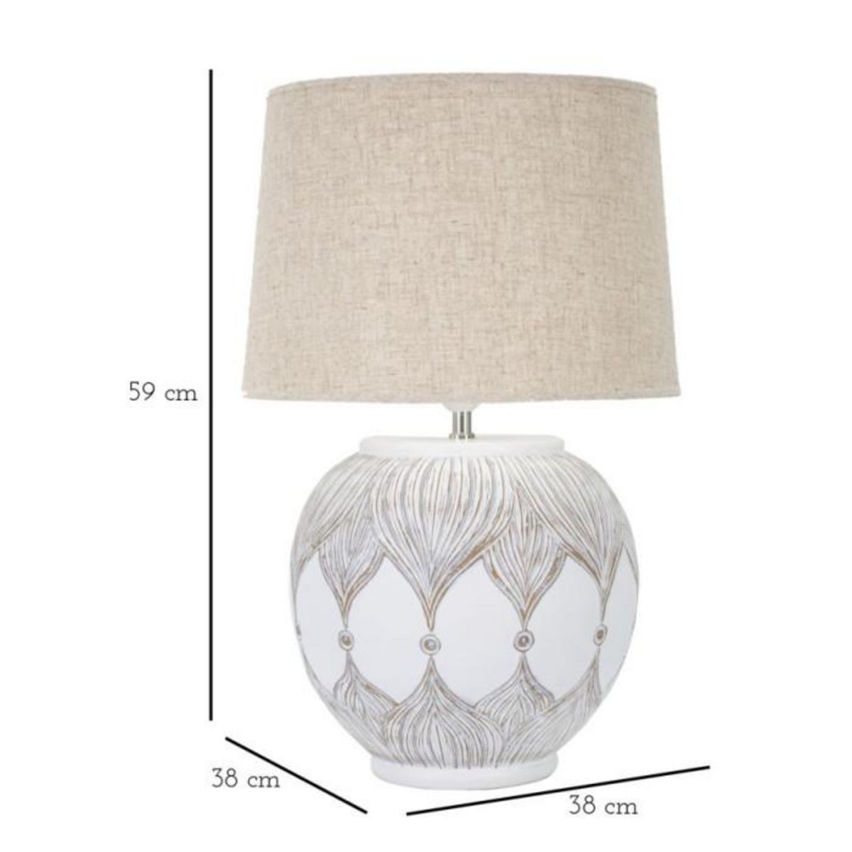 Paris Prix Lampe à Poser en Résine  Atene  59cm Blanc & Naturel